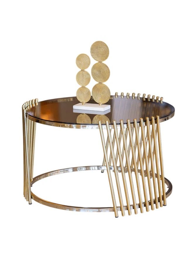 Large Round Slanted Finger-Shaped Table Gold Stainless Steel